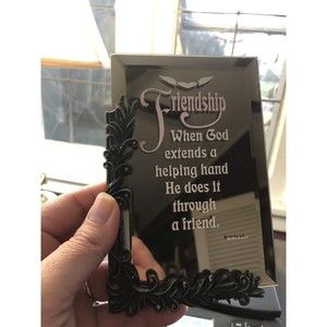 1993 Artmark Friendship Mirror Plaque – God’s Helping Hand Quote Frame,Christian